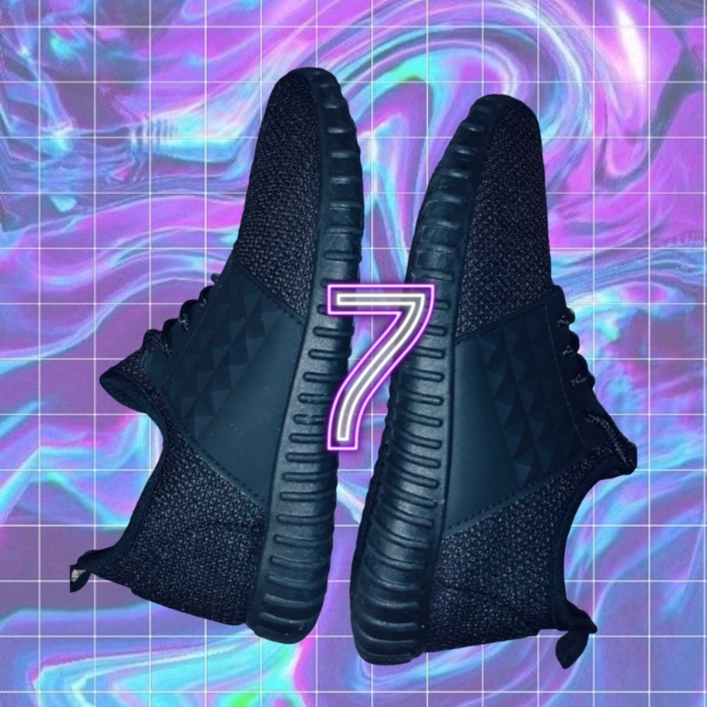 Black fly knit sneakers